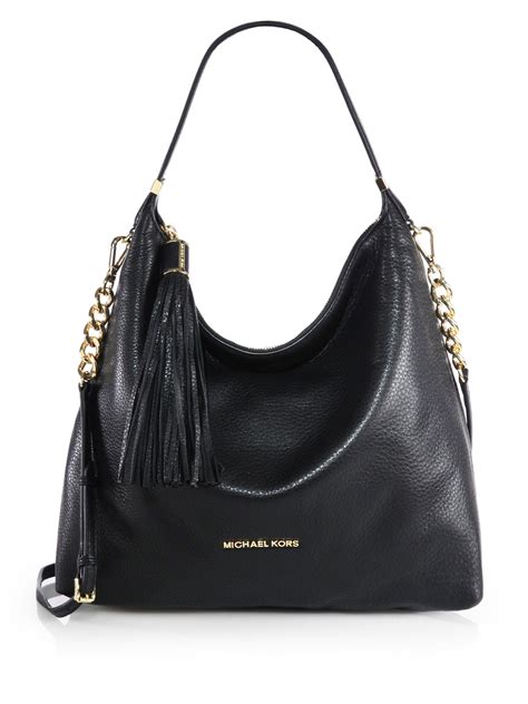 leather color block michael kors bag|Michael Kors black leather handbag.